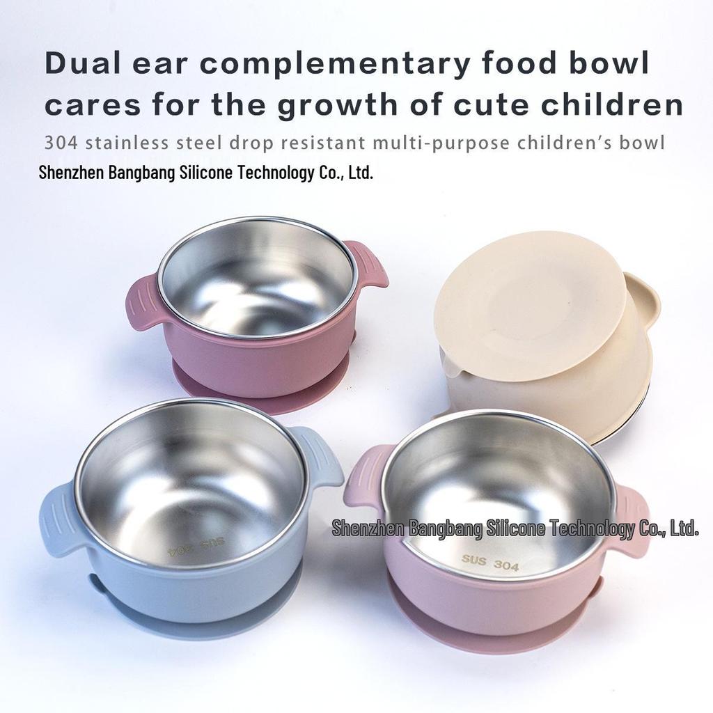 Stainless Steel Divided Children's Plate with Silicone Suction & Non-Slip Heat Insulation
