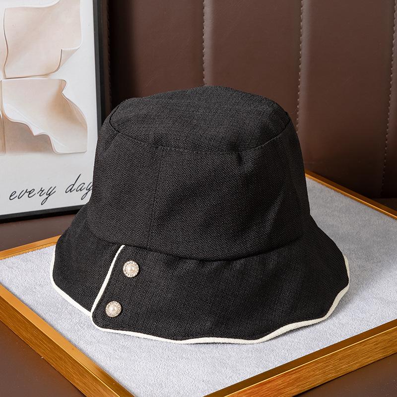 

Весенне-осенняя шляпа женская жемчужная шляпа-ведро со стразами летняя универсальная повседневная шляпа от солнца One Size