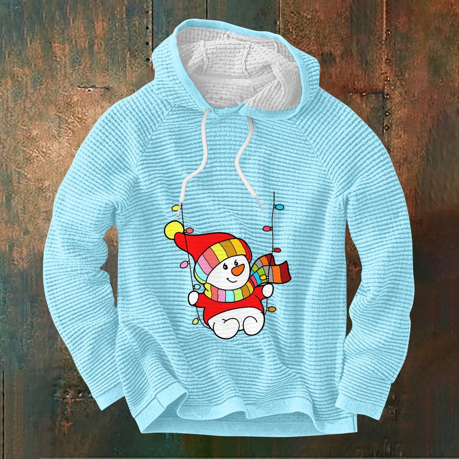 Мужской повседневный и модный свитер с длинными рукавами и капюшоном M белый — фото 7