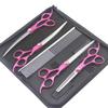 7" Gold Pattern 4-Piece Pet Grooming Scissors Set - Straight Shears with Separate Handle