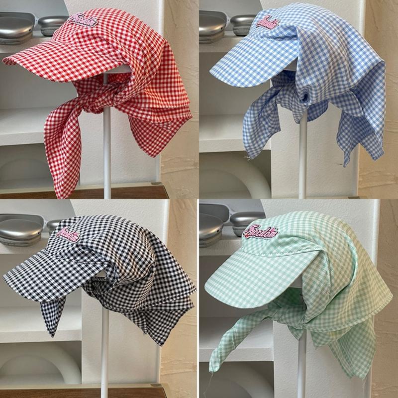 Quick Drying Baseball Hat for Women Girls Embroidery Adjustable Hat Checkered