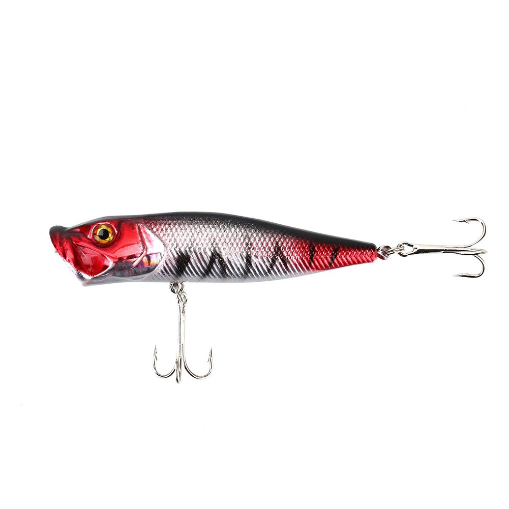 Double Hook Popper Lures 9.5cm 5pcs Topwater Bass Lures Floating Crankbaits for Casting and Trolling