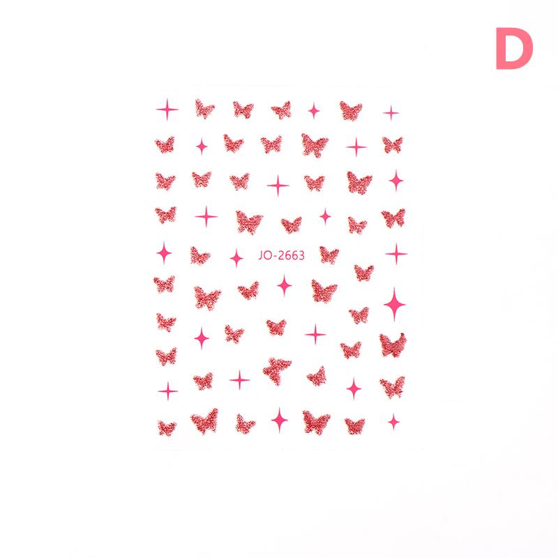 

Розовая бабочка Бабочка Бант Наклейки для ногтей Блестящие лазерные 3D бабочки Наклейки для ногтей Клейкая бабочка D