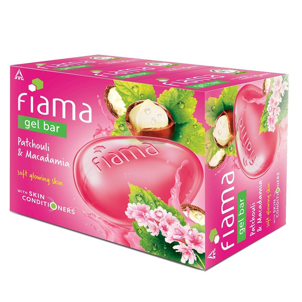 Fiama Gel Bar Patchouli And Macadamia Soap 125GX3 For Soft Glowing Skin With Skin Friendly PH For Women And Men