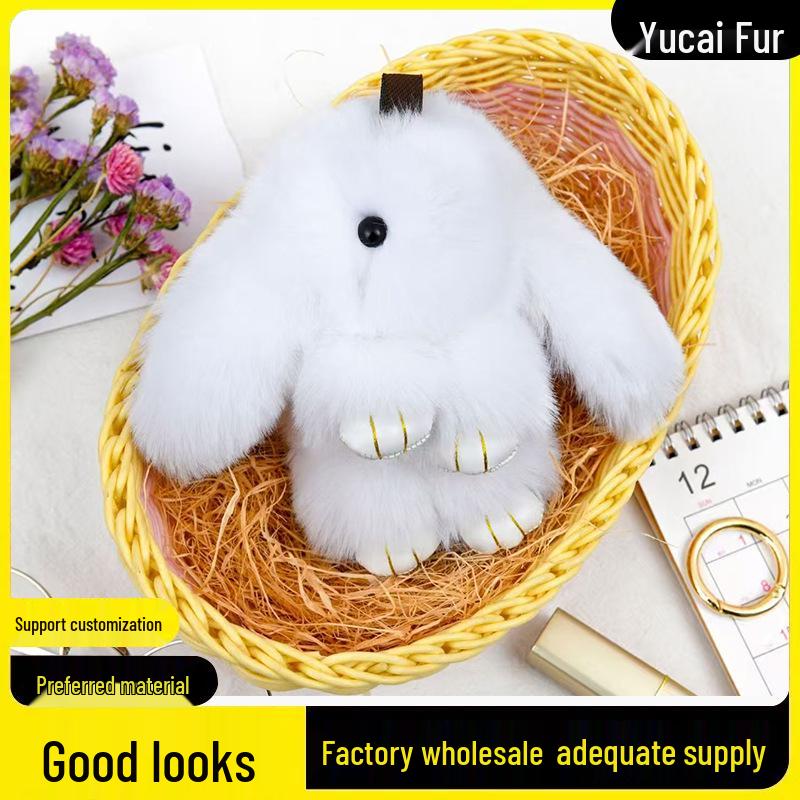 Portachiavi in Peluche Pelliccia Sintetica di Coniglio: Simpatico Ornamento Coniglio per Telefoni Cellulari e Chiavi dell'Auto