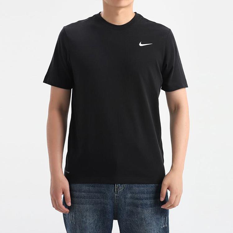 Nike Dri-FIT Crew Solid Round Neck Training Printed Short Sleeve T-Shirt Men Tops Black AR6030-010