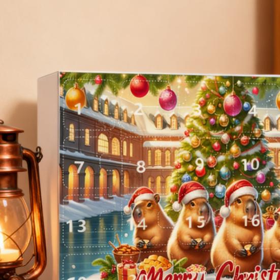 Capybara Advent Calendar Christmas 2D Capybara Decorations 24 Day Countdown To Christmas Calendar for Tree Car Wall Home Festive Holiday Decor