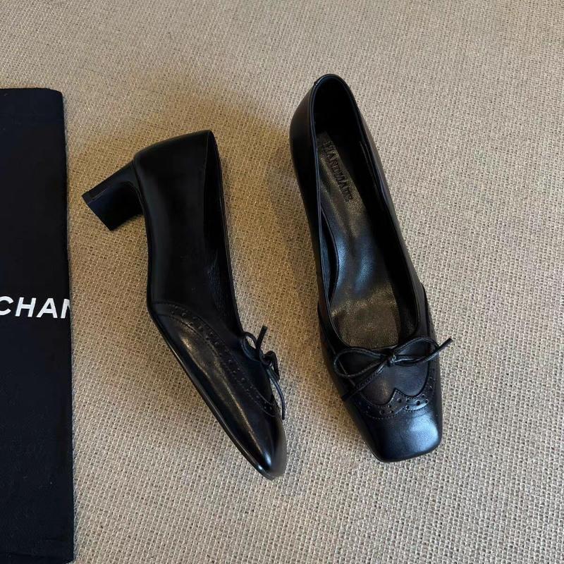 Spring and Autumn Round Head Leather Low Heel Bow Shallow Mouth Comfortable Fashion Ballet Shoes Simple Fashion Women's Shoes