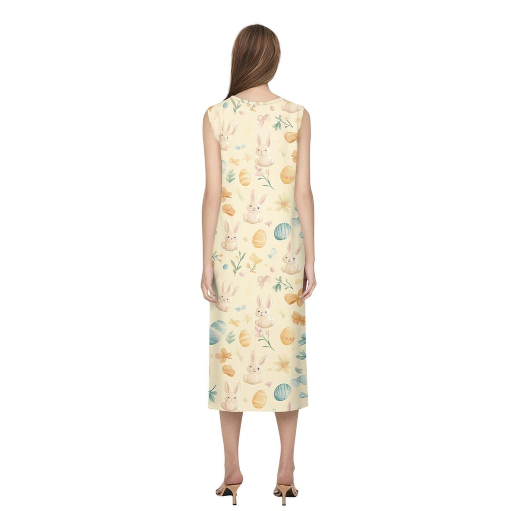 Abiti stampati casual da donna Girocollo Abiti larghi senza maniche classici da esterno classici di base