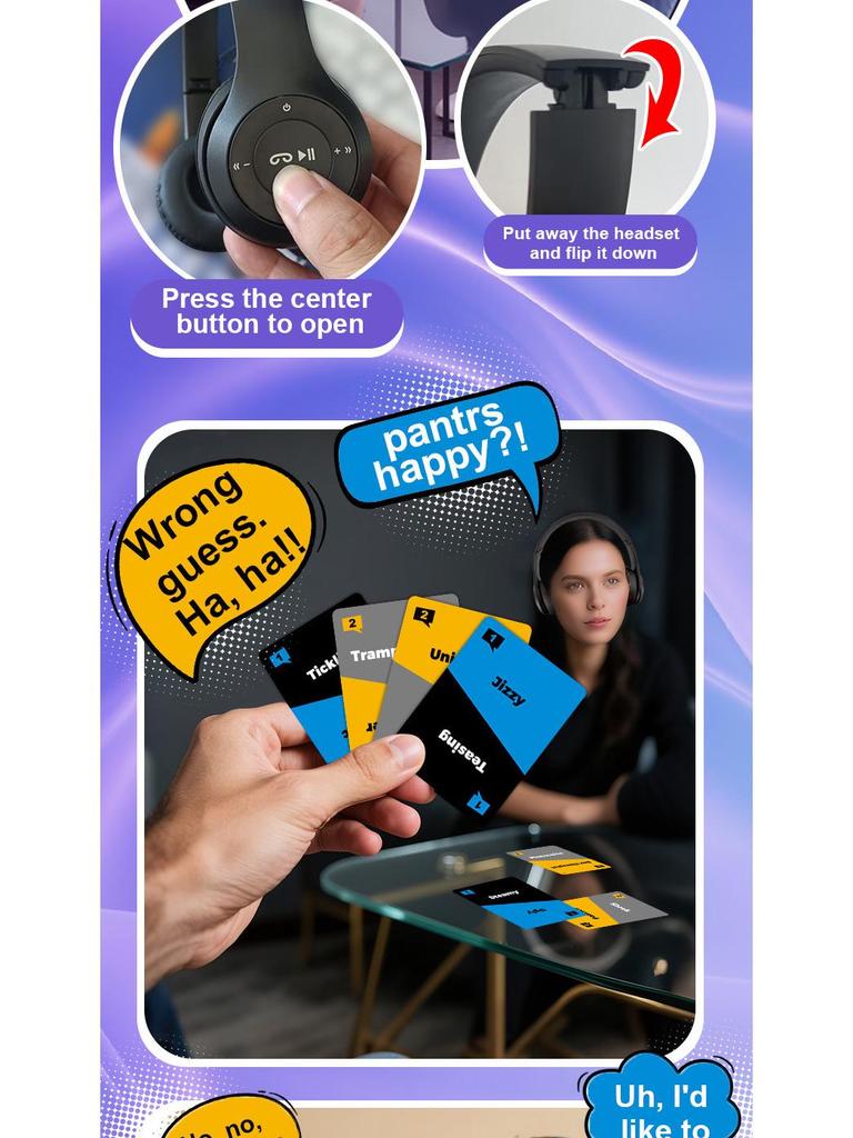 TK Hot Item: Party Card Battle Board Game & Headset - Parent-Child Challenge & Interaction