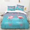 Animal Flamingo King Queen Duvet Cover Cartoon Pink Tropical Bird Bedding Set For Kids Teens Aduls Blue Soft 2/3pcs Quilt Cover