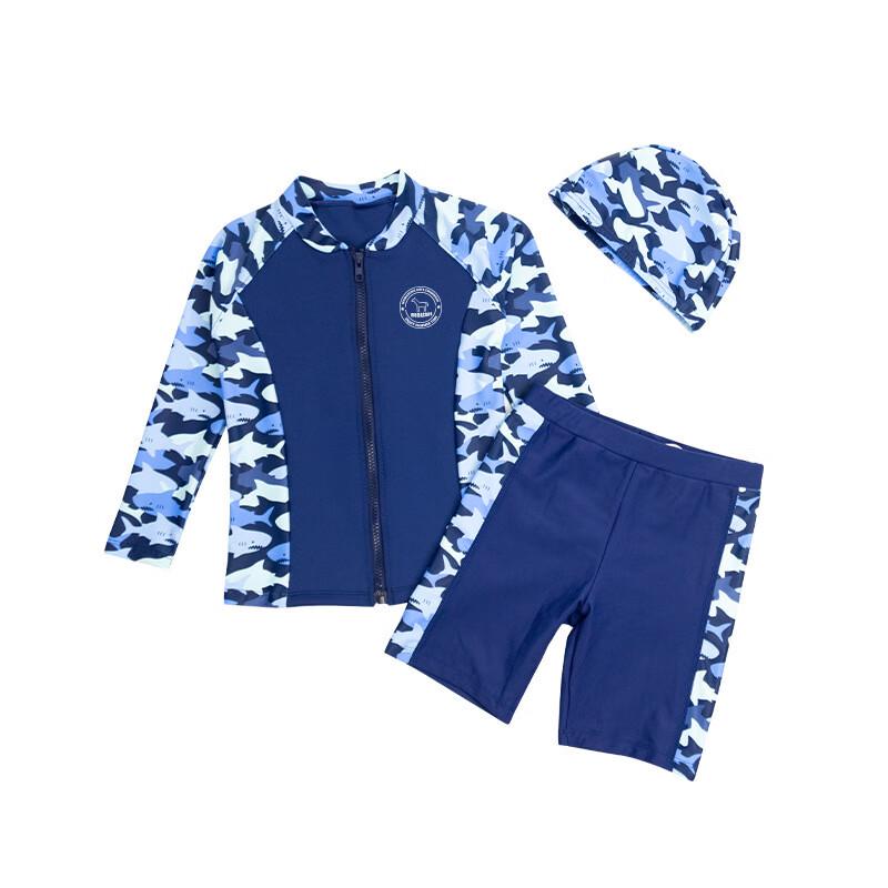 Boys  Camouflage Shark Long-Sleeve Two-Piece Swimsuit Size 1