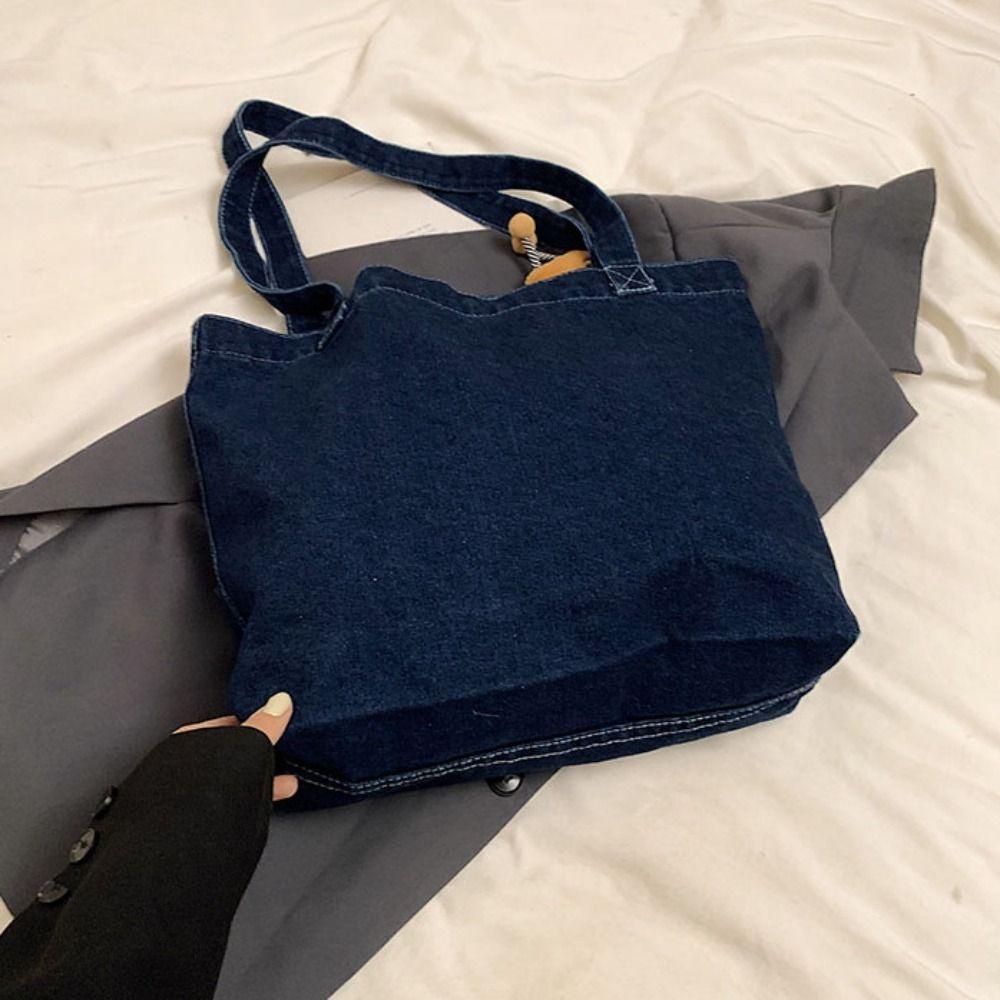 Large Capacity Denim Shoulder Bag Retro Leisure Tote Bag School Bag Cowboy Underarm Bag  Women