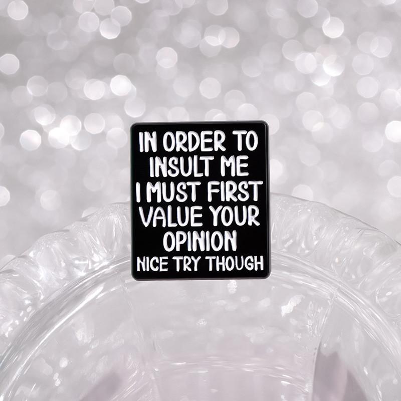 Versatile Fun Quote Brooch In Geometric Shape Ideal For Decoration Fashionable