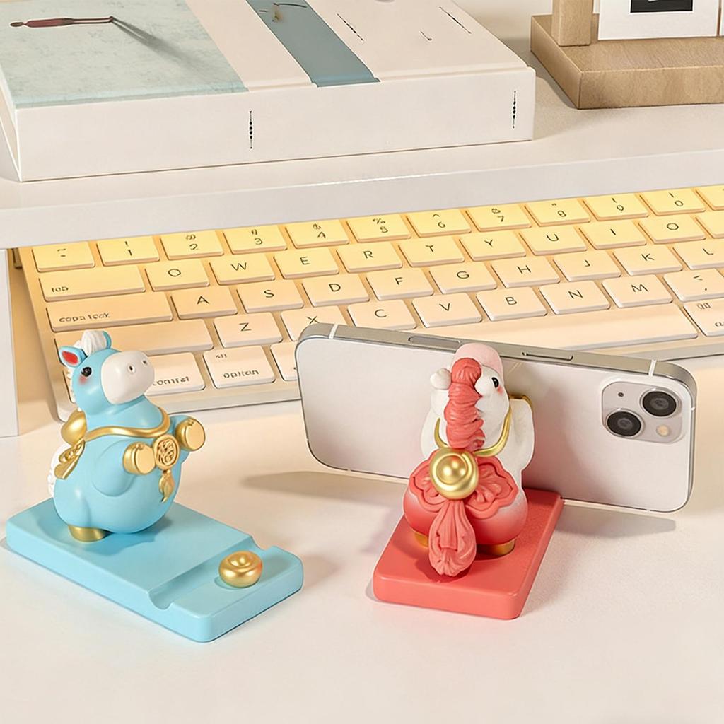 Horse Design Phone Stand Cute Cellphone Holder Wealth Blessing Decoration for Girls Women Home Vanity Office Desk New Year Gift