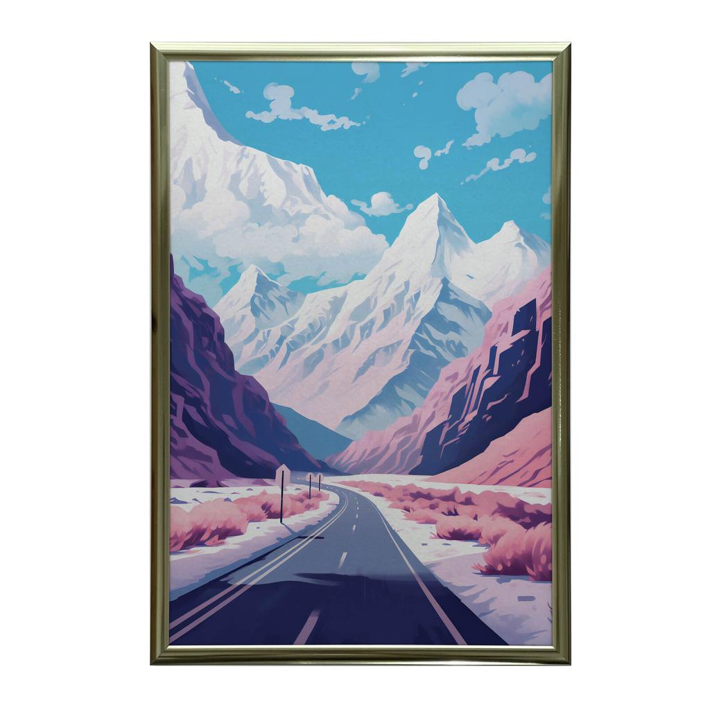 Pastelowy Krajobraz Górski Pastelowy Krajobraz Górski, 70X100 Cm, Rama Drewniana Jasny Dąb, Papier Matowy 230 Gsm