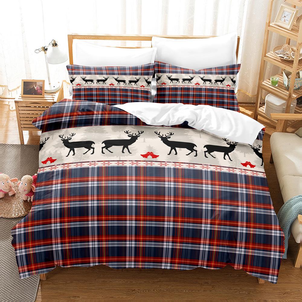 

3D Рождественский комплект постельного белья С Новым годом, пододеяльник, 2/3 шт., мягкая молния AU140 * 210, полноразмерное украшение из микрофибры для спальни DE 155x220cm