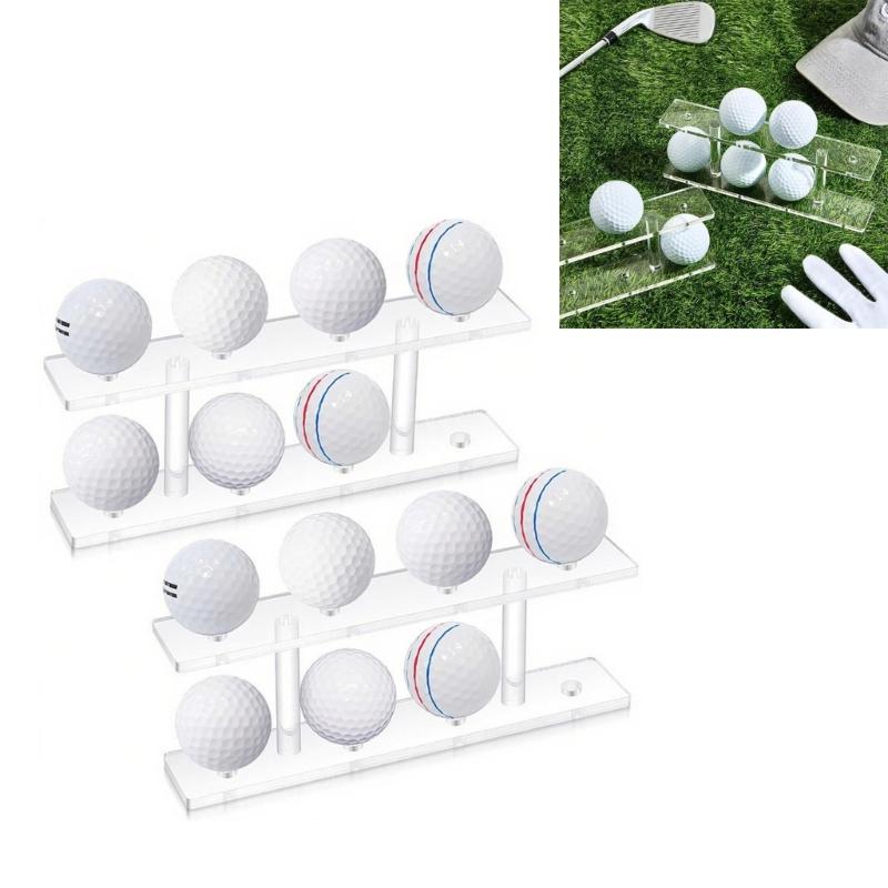 2 Stück Acryl Golfball-Displayständer für 8 Bälle, doppelstöckiger Golfball-Aufbewahrungsständer mit Rillen für Zuhause, Büro