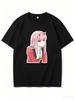 2026 New Unisex Crew Neck Casual Short Sleeve TShirt With Uniform Zero Two Bust Cutout Anime Print TShirt