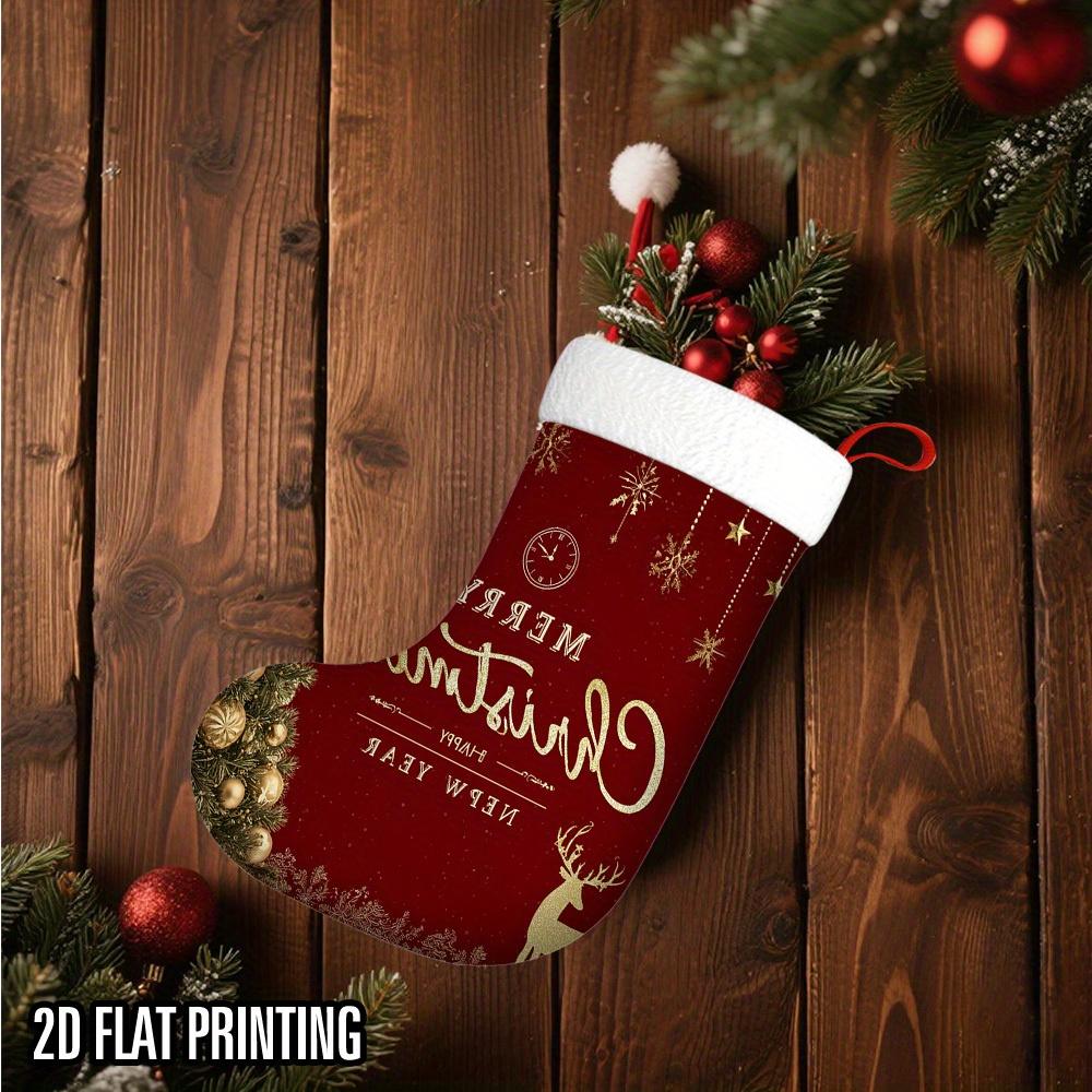 Christmas decoration fireplace hanging stocking1pc Golden Christmas Stocking - Elegant Golden Hanging Sock wit