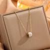 Minimalist Real Gold Necklace: Slim Waist, Diamond Clavicle Chain with Rotating Decompression Feature for Women