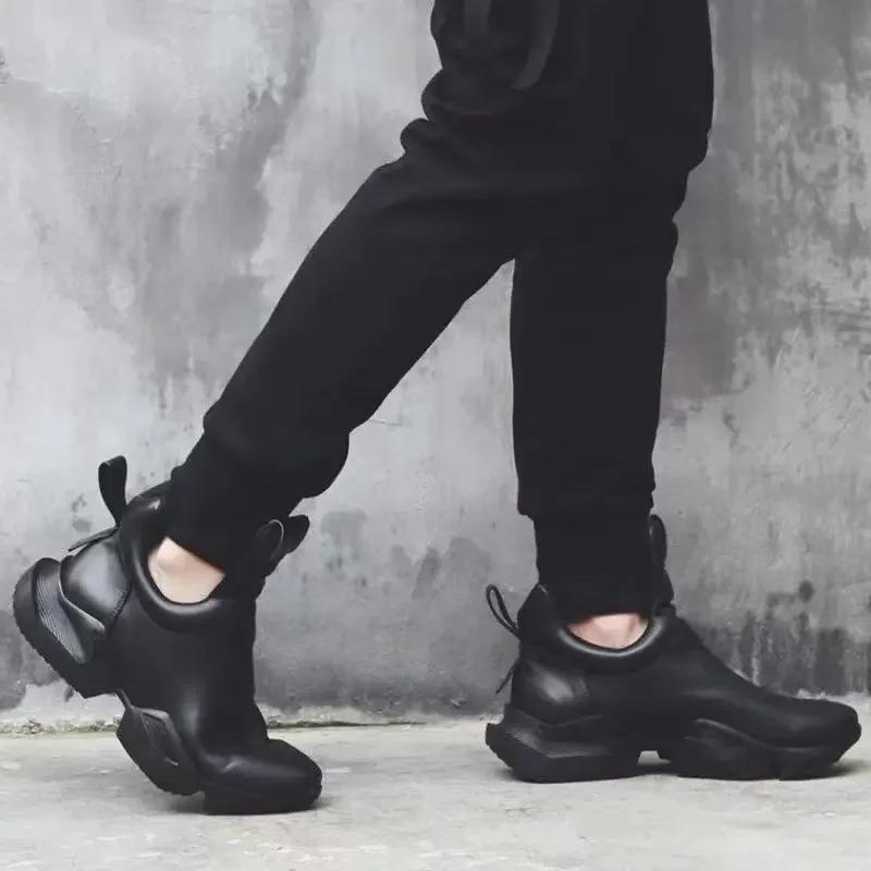 2026 Winter New Men's Warm Thick Soled Leather Surface Korean Edition Personalized Trend Increase Casual Sports Cotton Shoes