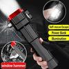 LED Flashlights Tactical Torch Rechargeable Portable Spotlight Long-Range Camping Flashlight With Safety Hammer COB Sidelight