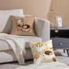 Cute Coffees Style Printed Patterns Cushion Cover Pillowcase Short Plush Invisible Zipper Room Sofa Cushion Cover