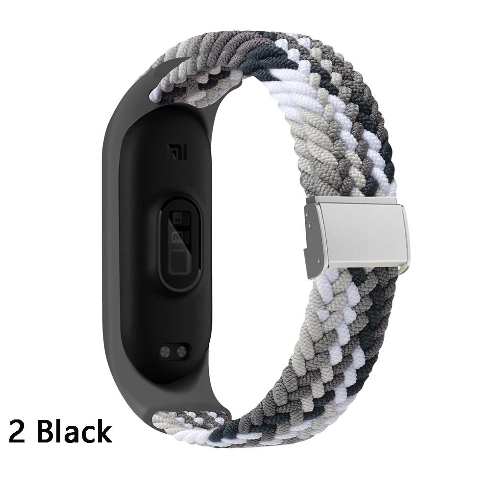 Nylon Braided Strap For Mi Band 7 6 5 Stainless Steel Buckle Elastic Adjustable Bracelet Band for Xiaomi Miband 4 3 5 6