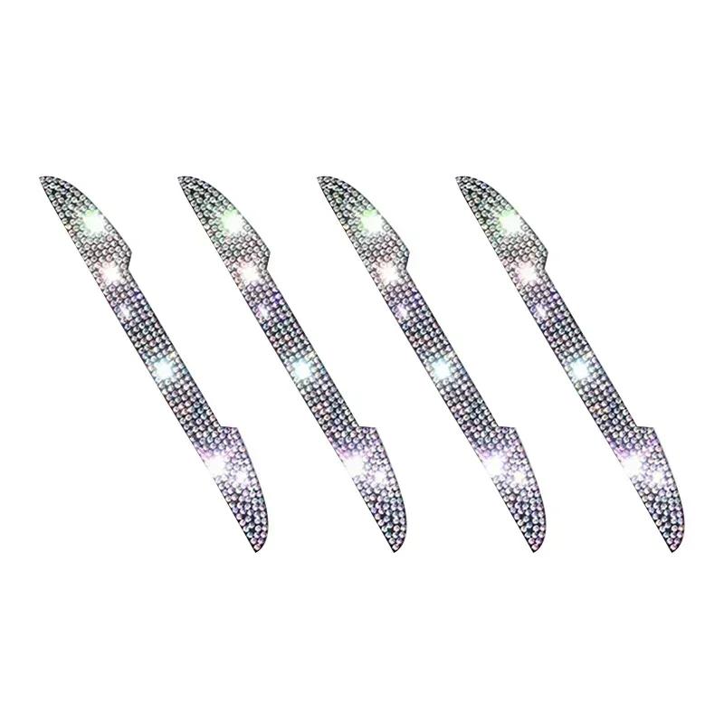 2/4Pcs Car Stickers Car Door Bowl Handle Protection Strip Rhinestone Inlay Rearview Mirror Anti-scratch Decal Auto Accessories