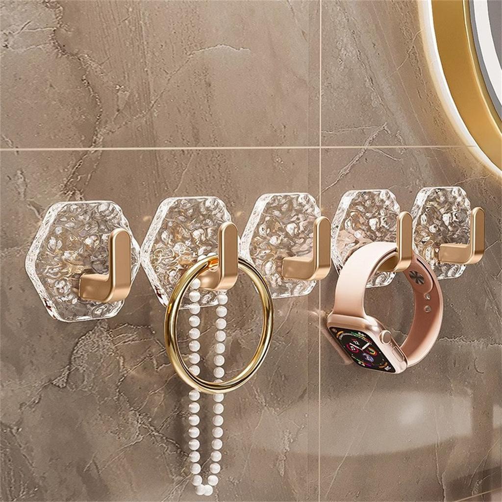 10 Pieces Adhesive Wall Hook Crystals Clear Without Nails Required Accessory for Towels Robes Kitchenwares Daily Use