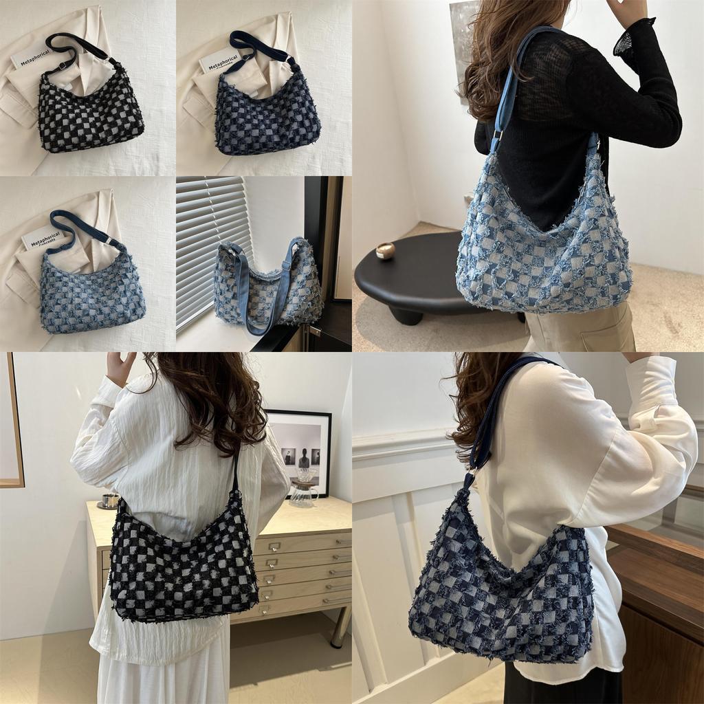 Stilvolle 2024 Neue Canvas Schulter-Crossbody-Tote-Tasche Trendige Handtasche mit großem Fassungsvermögen