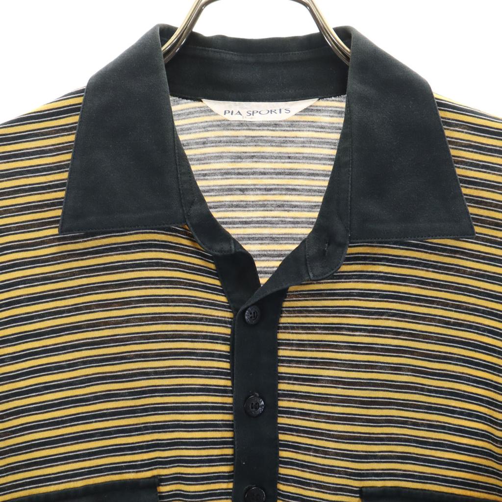 PIA SPORTS Border Pattern Short Sleeve Polo Shirt 4 Yellow Men's Used