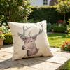 Vintage Deer Head Throw Pillow Cover, Rustic Linen Cushion Cover for Farmhouse & Cabin Home Decor