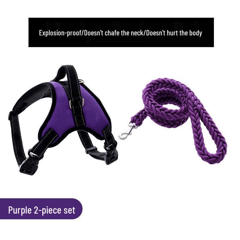 Golden Retriever & Labrador Medium-Large Dog Harness-Leash with Thick, Eight-Strand, Explosion-Proof Rope