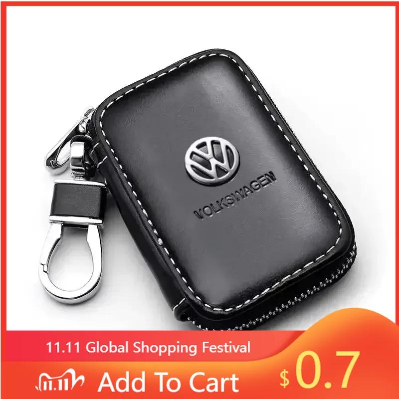 

For VW New Leather Car Key Bag Keychain Protective Case for Volkswagen Passat Santana Touareg Tiguan Golf Jetta Beetle Scirocco