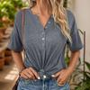 Maglietta Estiva da Donna Casual Scollo a V Grigio Scuro Manica Corta