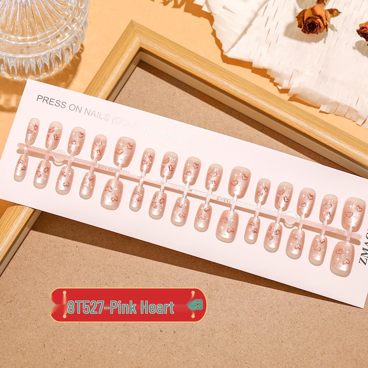 

T527 Розовое Сердце и Бриллианты Ангел Медведь Розовое Золото Кошачий Глаз Накладные Ногти