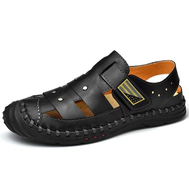 New Genuine Leather Men Sandals Summer Beach Shoes Men Breathable Wear -Resistant Windproof Quick -Drying Outdoor Sneakers 38 -48