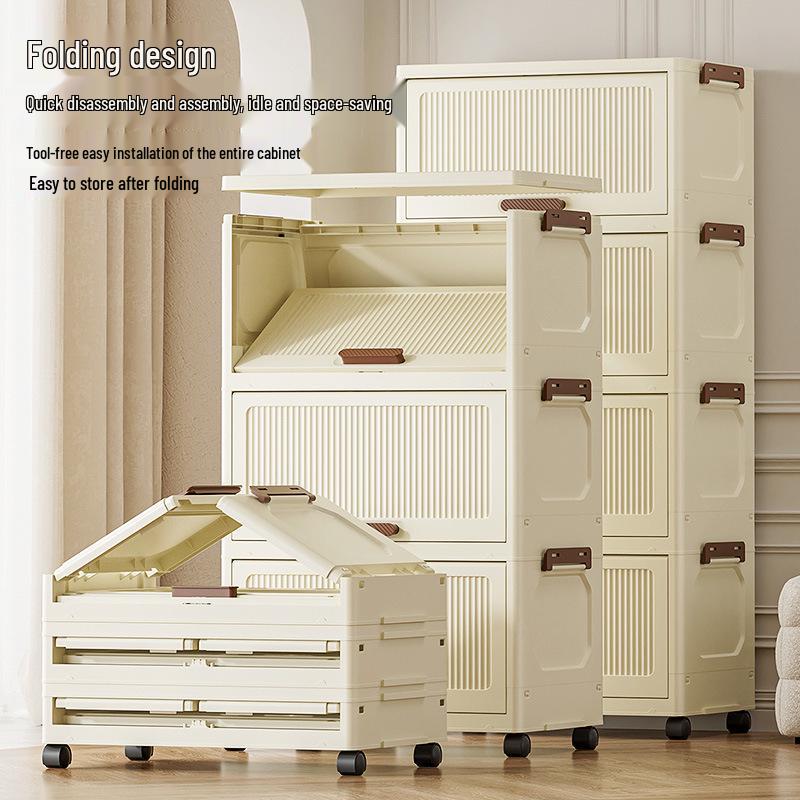 Stackable Flip-Top Clothes Cabinet with Wheels - Large Folding Storage Box with No Assembly Required