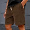 Men's Casual Shorts - Elastic Waist, Loose Corduroy, Trendy Multi-Pocket Shorts