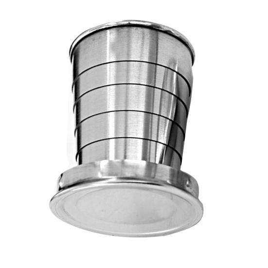 

Collapsible Stainless Steel Cup Foldable Travel Mug with Keychain Portable Outdoor Drinking Cup for Camping Hiking Fishing Use S Stainless Steel