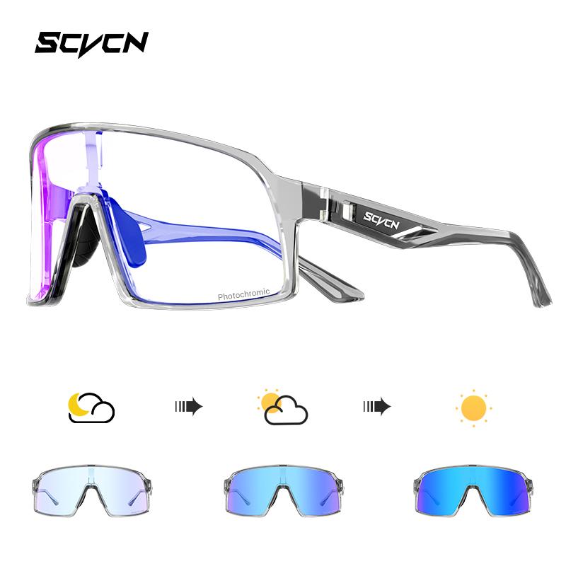 SCVCN Photochrome Radsportbrille Sportsonnenbrille für Herren MTB Fahrrad Brillen für Damen Mode Schutzbrille Schlittschuhbrille
