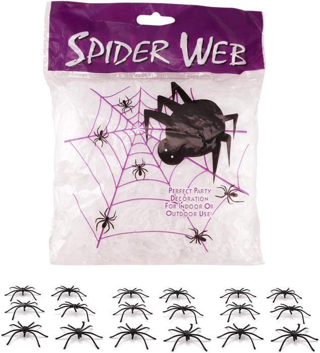 Décoration de fête - NIKCORP - Ensemble toiles d'araignées - Noir - Réutilisable - Halloween