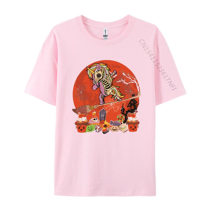 Halloween Unicorn Costume Skeleton Tshirt Pure Cotton High Street Tops T Shirt Casual Tee Shirts Man