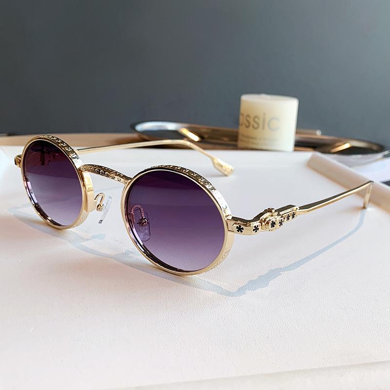 Retro Small Frame Punk Hip Hop Round Sunglasses - European & American Street Style for Women