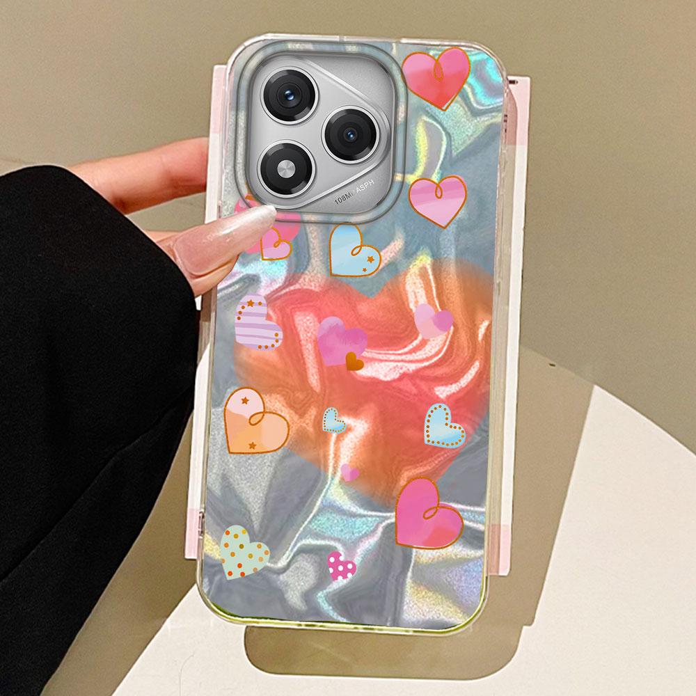 

Leopard Print Love Heart Water Texture Phone Case for Honor 400 200 Smart Pro Magic7 6 5 Lite X9a X9c X8b X8a X8c X7c Back Cover Honor X9b білий