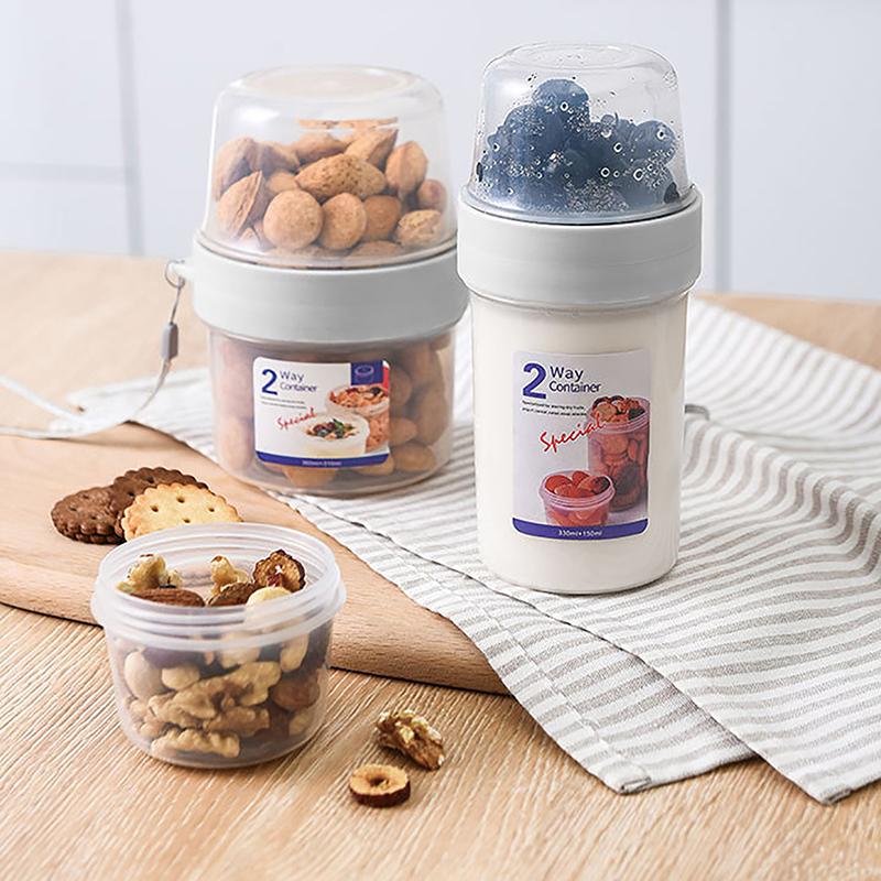 Breakfast Oatmeal Cereal Nut Yogurt Salad Cup Seal Container Double Layer Sauce Cup Bento Tuppers Food Bowl Lunch Box