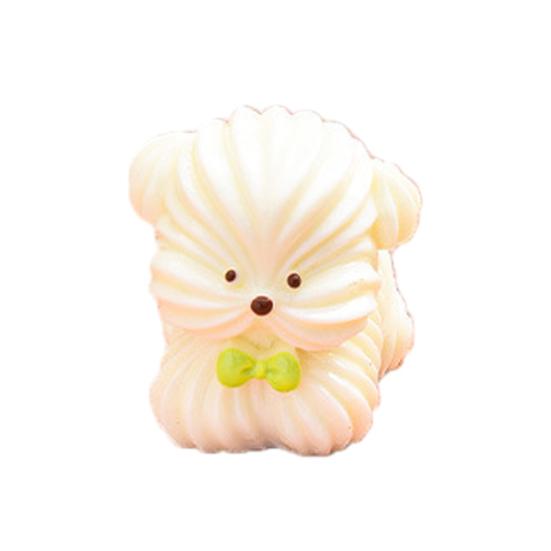 Милая статуэтка собаки из смолы, миниатюрная мультяшная статуэтка кремового щенка для топпера торта, ландшафт с мхом, сказочный сад, DIY-проект, декор для дома, офисного стола F