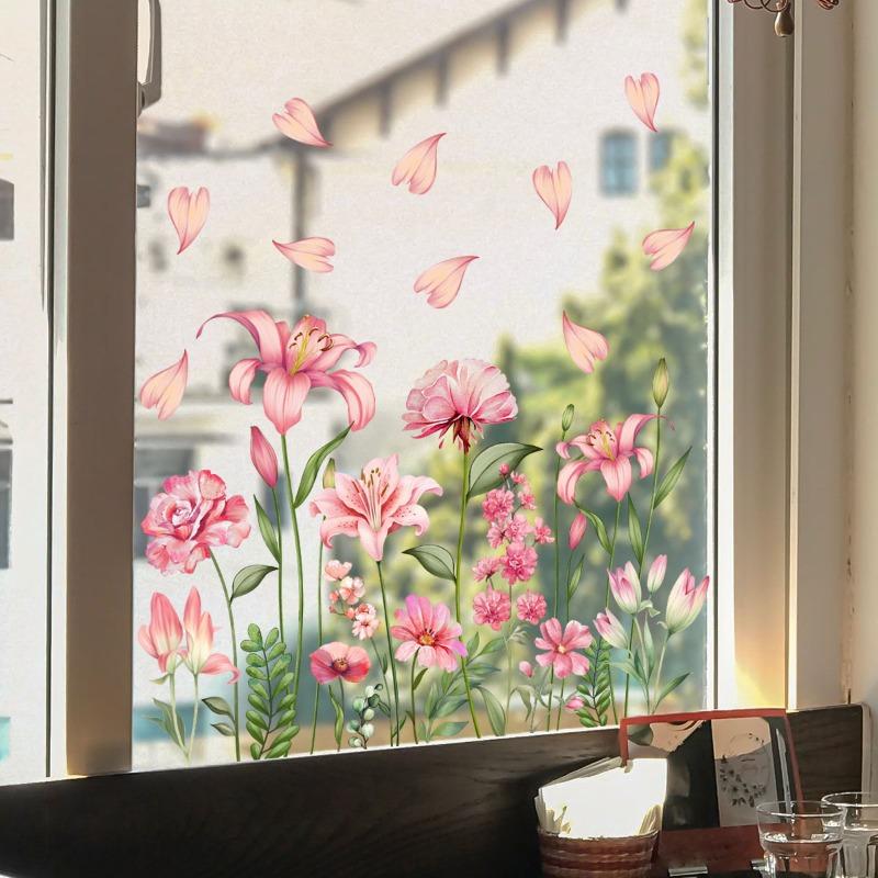 Fiori di Farfalla Colorati Adesivo per Finestra Decalcomania Elettrostatica per Pareti Adesivi in PVC Biadesivo per Vetri Decorazione Fai-da-te per Casa Camera da Letto